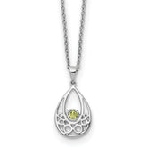 White Ice Sterling Silver Rhodium-Rhodium-Plated 18 inch Peridot Necklace with 2 inch Extender